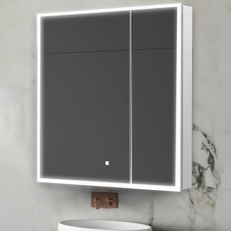 Aquadom Edge Royale 36" x 32" LED Lighted Medicine Cabinet With Defogger, Integrated LED 3X Magnifying Mirror, 8mm Clear Adjustable Glass Shelves and Electrical Outlet With USB Final Sale
