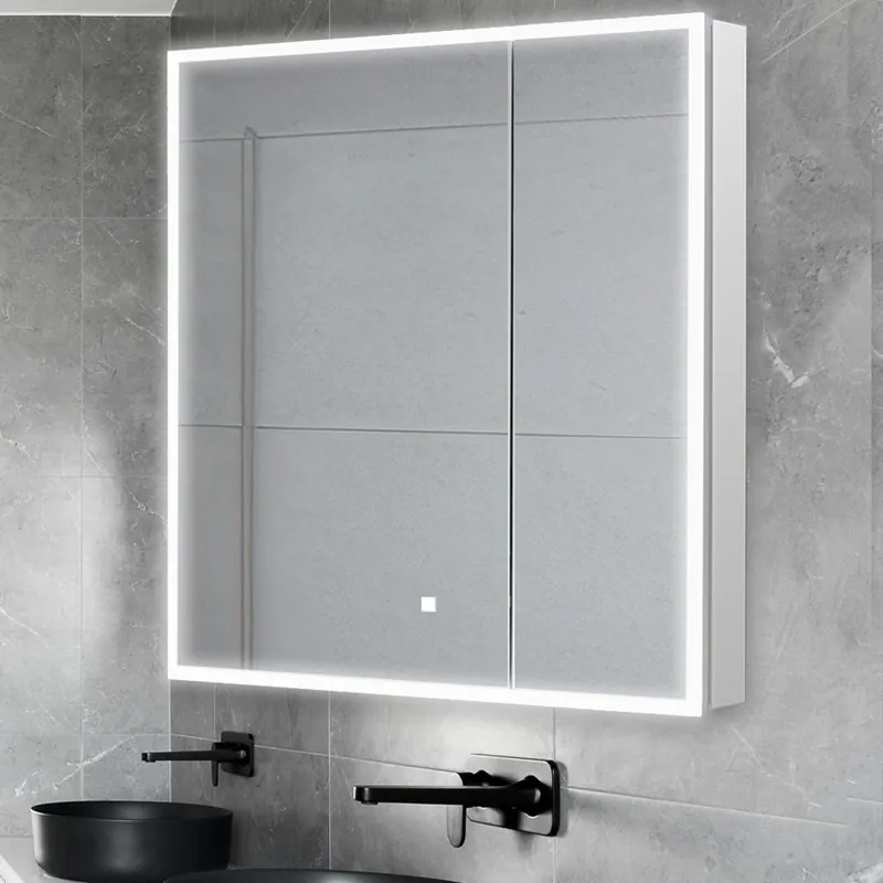 Aquadom Edge Royale 30" x 32" LED Lighted Medicine Cabinet With Defogger, Integrated LED 3X Magnifying Mirror, 8mm Clear Adjustable Glass Shelves and Electrical Outlet With USB Don’t Miss Out