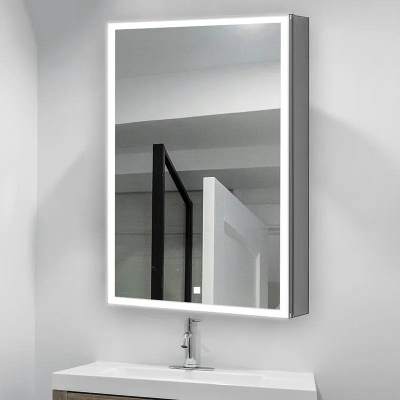 New Release Aquadom Edge Royale 24" x 32" Right Hinged Medicine Cabinet With Lighting, Defogger, Integrated LED 3X Magnifying Mirror, 8mm Clear Adjustable Glass Shelves and Electrical Outlet With USB