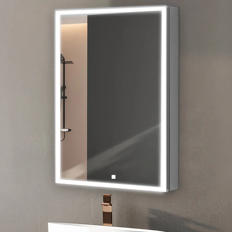 Exclusive Aquadom Edge Royale 24" x 32" Left Hinged Medicine Cabinet With Lighting, Defogger, Integrated LED 3X Magnifying Mirror, 8mm Clear Adjustable Glass Shelves and Electrical Outlet With USB