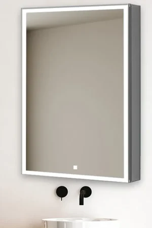 Sale Aquadom Edge Royale 20" x 32" Left Hinged Medicine Cabinet With Lighting, Defogger, Integrated LED 3X Magnifying Mirror, 8mm Clear Adjustable Glass Shelves and Electrical Outlet With USB