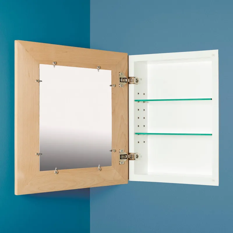 Fox Hollow Furnishings 14" x 18" Unfinished Style Beadboard White Interior Special 6" Depth Recessed Medicine Cabinet With Mirror Order Now
