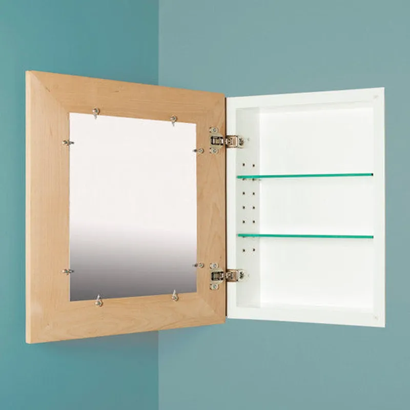 Best Choice Fox Hollow Furnishings 14" x 18" Unfinished Shaker Beadboard White Interior Special 6" Depth Recessed Medicine Cabinet With Mirror