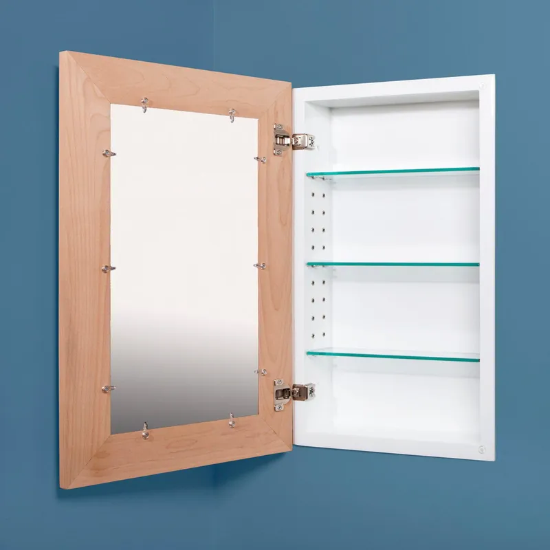 Limited Offer Fox Hollow Furnishings 14" x 24" Unfinished Shaker Style White Interior Special 6" Depth Recessed Medicine Cabinet With Mirror