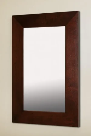 Authentic Fox Hollow Furnishings 14" x 24" Espresso Special 3" Depth White Interior Mirrored Medicine Cabinet