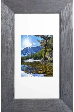 Affordable Fox Hollow Furnishings 14" x 24" Rustic Gray Extra Large Standard 4" Depth White Interior Recessed Picture Frame Medicine Cabinet With Ivory 8" x 10" Matting