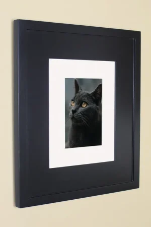 Authentic Fox Hollow Furnishings 11" x 14" Black Compact Portrait Special 3" Depth Recessed Picture Frame Medicine Cabinet With Ivory Matting