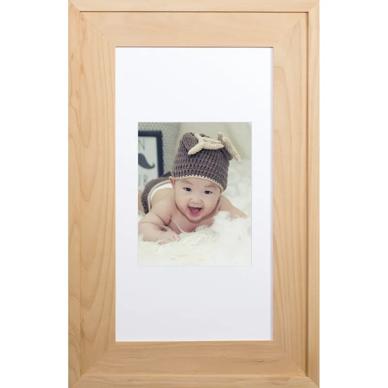 Worldwide Shipping Fox Hollow Furnishings 14" x 24" Unfinished Extra Large Standard 4" Depth Natural Interior Recessed Picture Frame Medicine Cabinet With Ivory Matting