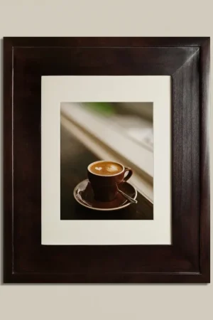 Affordable Fox Hollow Furnishings 14" x 18" Coffee Bean Large Standard 4" Depth Recessed Picture Frame Medicine Cabinet With Black Matting