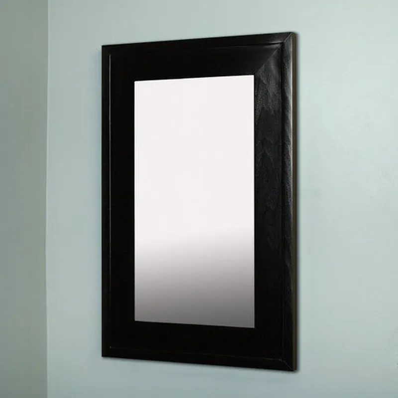 Flash Sale Fox Hollow Furnishings 14" x 24" Black Extra Large Special 3" Depth White Interior Recessed Picture Frame Medicine Cabinet With Mirror and White 5" x 7" Three Opening Matting