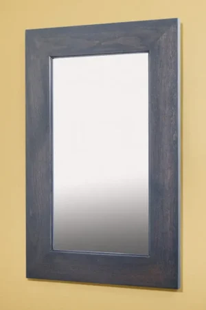 Affordable Fox Hollow Furnishings 14" x 24" Gray Extra Large Special 3" Depth White Interior Recessed Picture Frame Medicine Cabinet With Mirror and White Matting