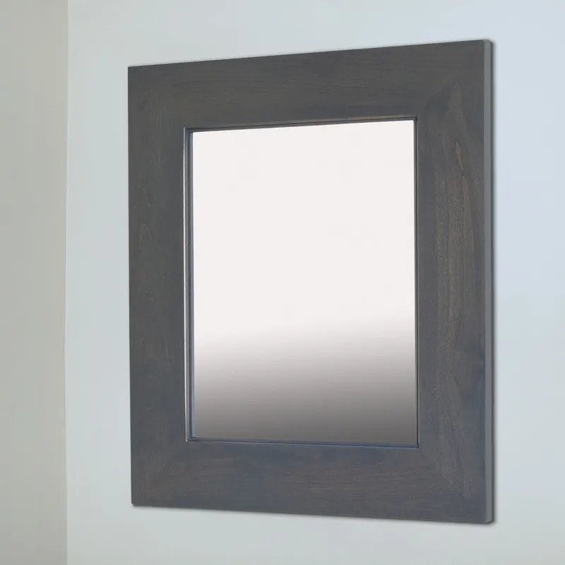 Deal Fox Hollow Furnishings 14" x 18" Gray Large Standard 3.75" Depth White Interior Recessed Picture Frame Medicine Cabinet With Mirror and Black Matting