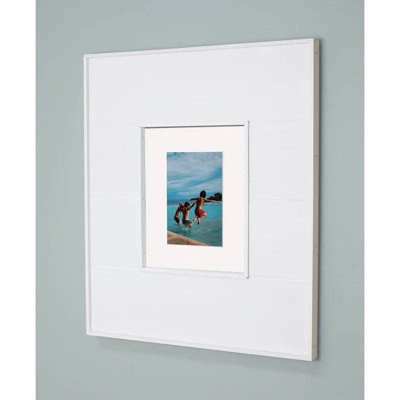 Special Discount Fox Hollow Furnishings 14" x 18" White Large Seabreeze Standard 3.75" Depth Recessed Picture Frame Medicine Cabinet With Ivory Matting