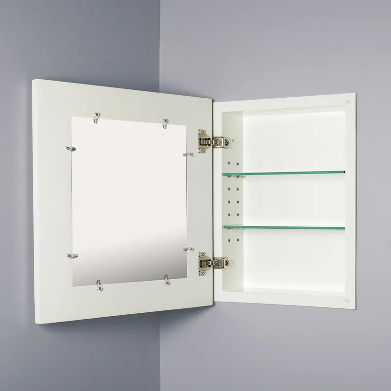 Don’t Miss Out Fox Hollow Furnishings 13" x 16" White Regular Shaker Style Standard 3.75" Depth Recessed Picture Frame Medicine Cabinet With Mirror and Ivory Matting