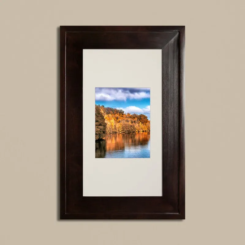 Fox Hollow Furnishings 14" x 24" Coffee Bean Extra Large White Interior Special 6" Depth Recessed Picture Frame Medicine Cabinet With White Three Opening Matting Seasonal Sale