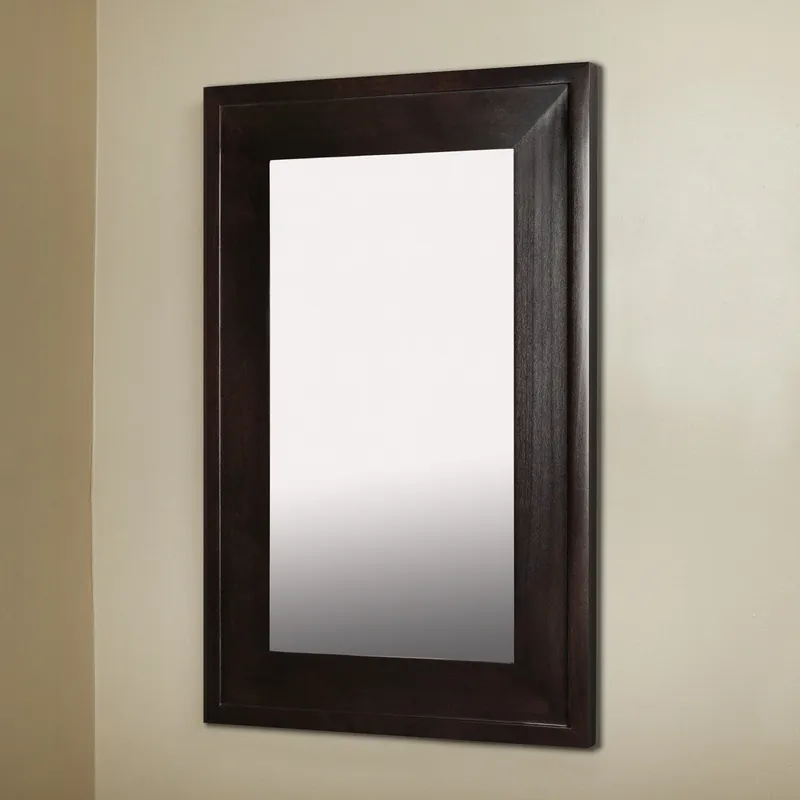 Fresh Stock Fox Hollow Furnishings 14" x 24" Coffee Bean Extra Large Natural Interior Standard Depth Recessed Picture Frame Medicine Cabinet With Mirror and White Three Opening Matting