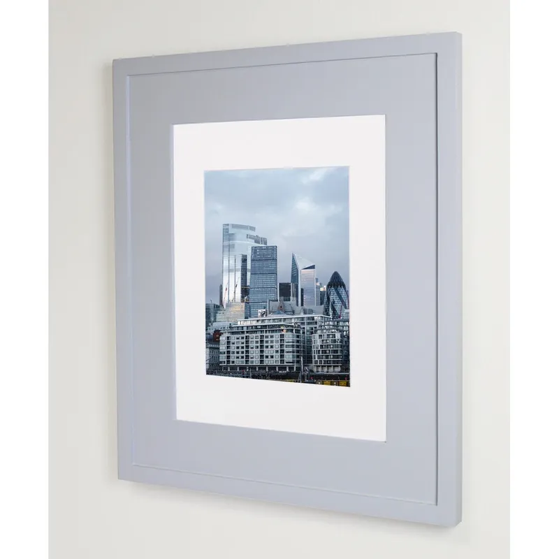 Fox Hollow Furnishings 14" x 18" Light Gray Large White Interior Standard Depth Recessed Picture Frame Medicine Cabinet High Quality