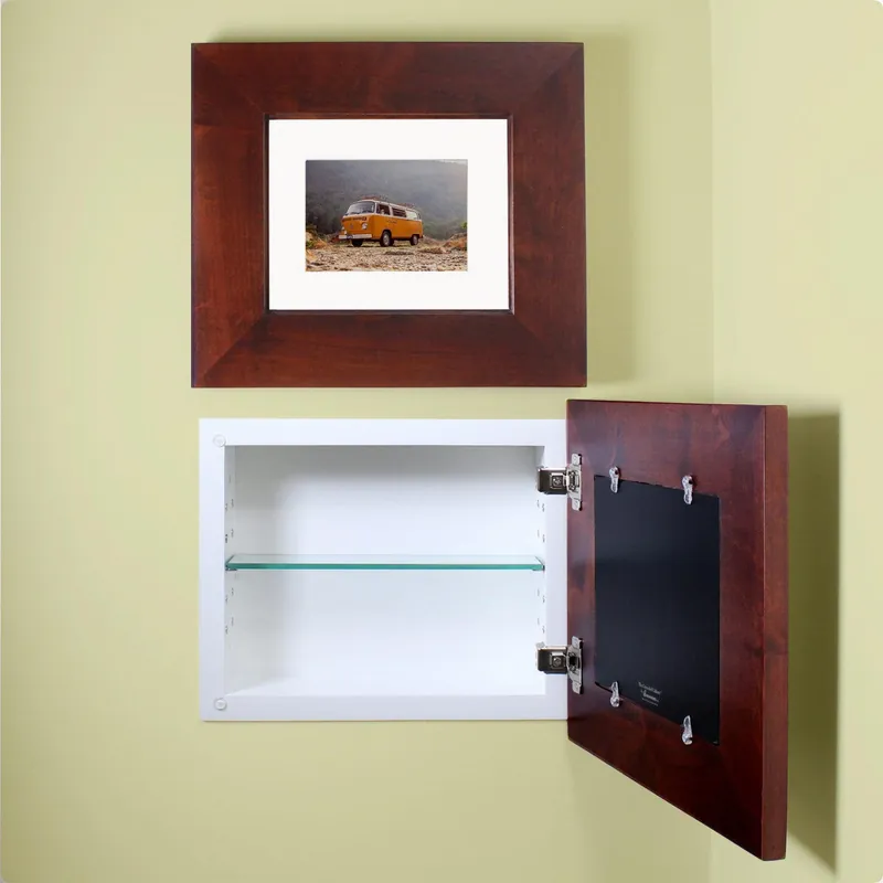 Flash Sale Fox Hollow Furnishings 14" x 11" Espresso Compact Landscape Recessed Picture Frame Medicine Cabinet With Special 6" Depth
