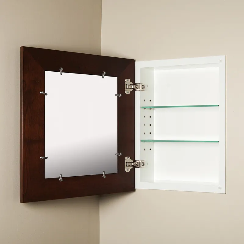 Order Now Fox Hollow Furnishings 14" x 18" Large Espresso White Interior Recessed Picture Frame Medicine Cabinet With Special 3" Depth, Mirror and Ivory Matting
