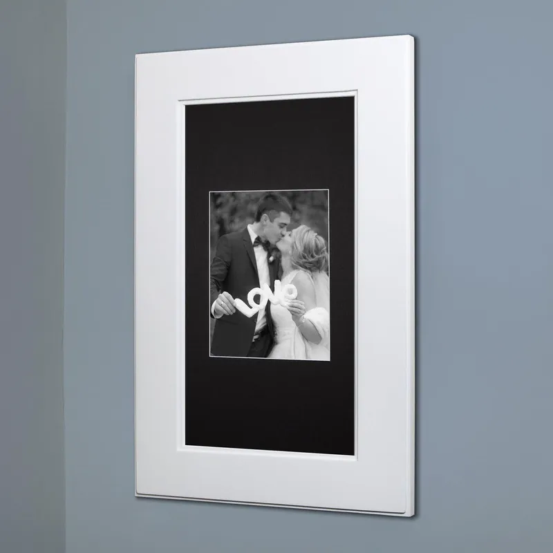 Free Shipping Fox Hollow Furnishings 14" x 24" White Extra Large Shaker Recessed Mirrorless Concealed Medicine Cabinet With Special 3" Depth, Mirror and Ivory 8" x 10" Opening