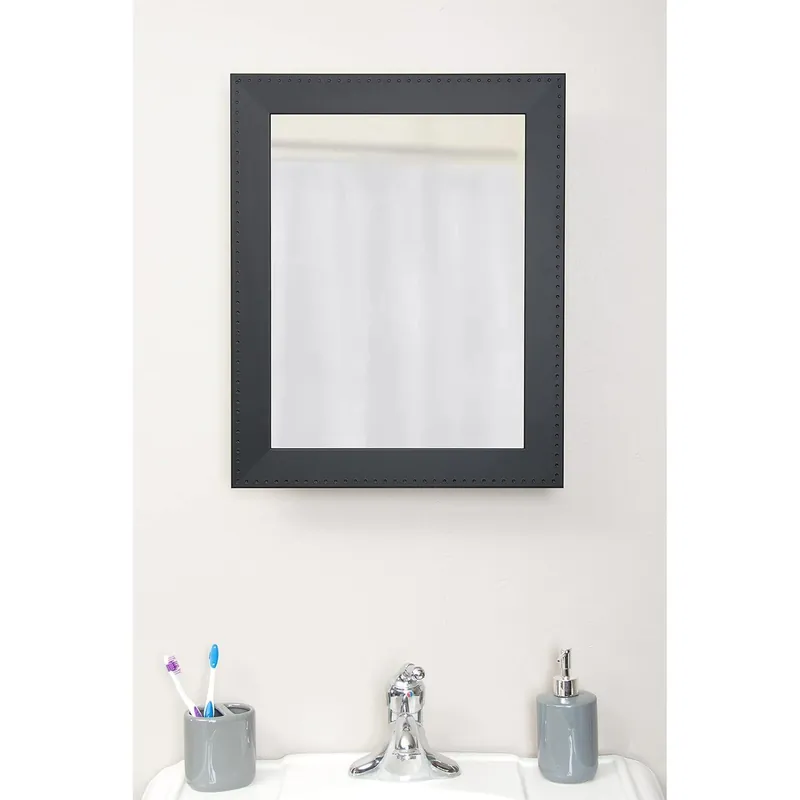 Brandtworks Framed Plastic 21" x 17" Matte Black Embossed Medicine Cabinet Original