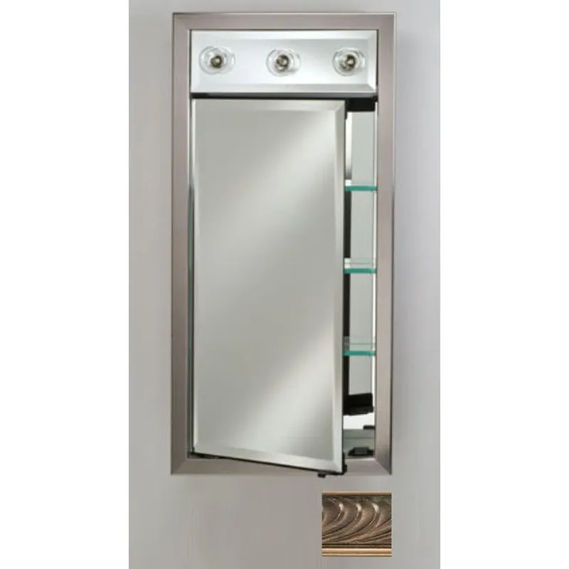 Free Returns Afina Signature 17" x 40" Versailles Antique Pewter Recessed Right Hinged Single Door Medicine Cabinet With Contemporary Lights