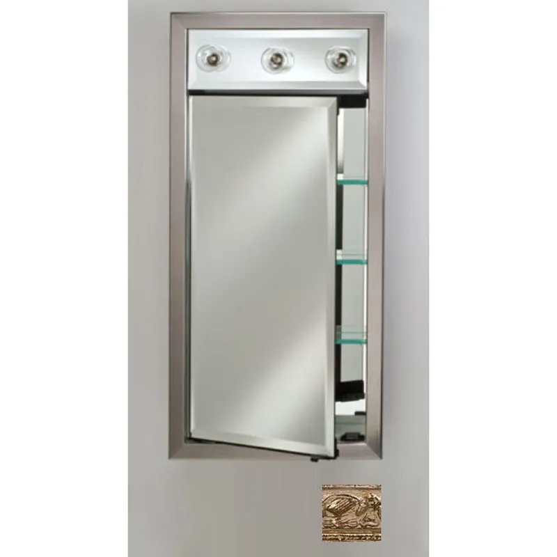 Afina Signature 17" x 40" Tuscany Antique Silver Recessed Left Hinged Single Door Medicine Cabinet With Contemporary Lights Price Cut