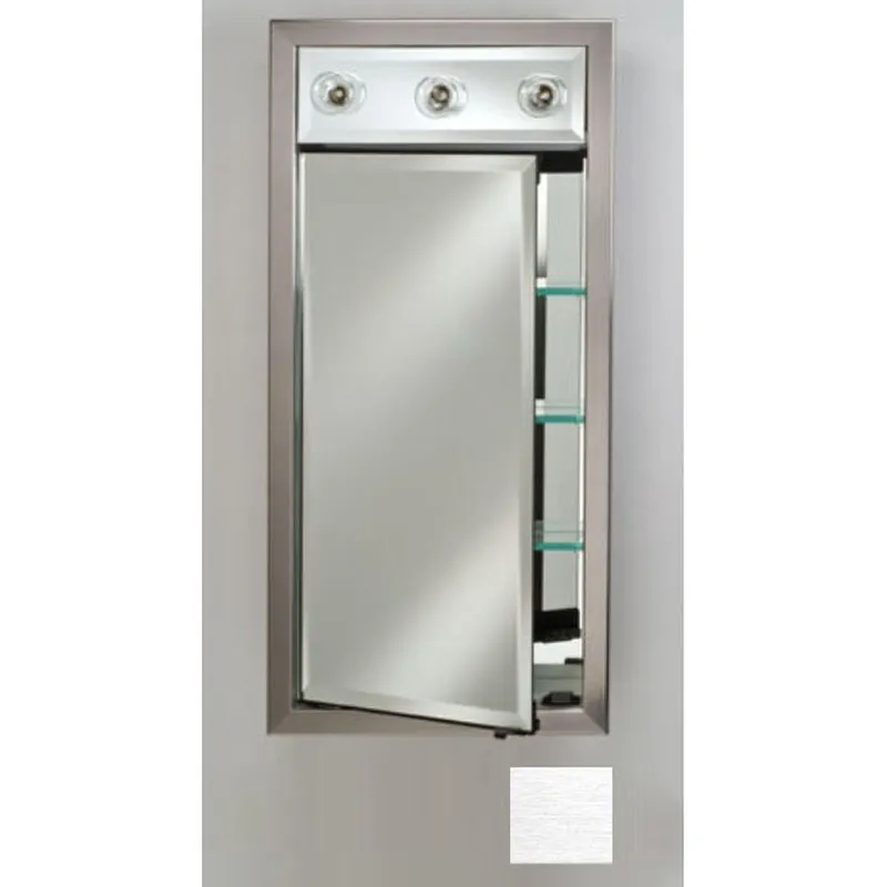 In Demand Afina Signature 17" x 40" Tribeca Satin Silver Recessed Right Hinged Single Door Medicine Cabinet With Contemporary Lights