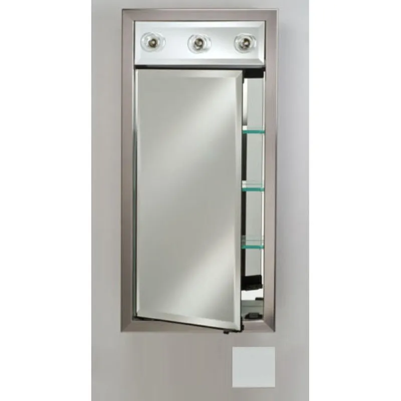New Arrival Afina Signature 17" x 40" Soho Satin White Recessed Right Hinged Single Door Medicine Cabinet With Contemporary Lights