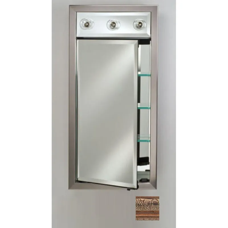 Afina Signature 17" x 40" Siena Antique Oiled Bronze Recessed Right Hinged Single Door Medicine Cabinet With Contemporary Lights Fresh Stock