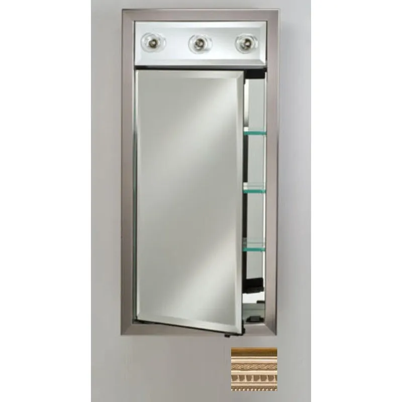 High Quality Afina Signature 17" x 40" Roman Antique Pewter Recessed Left Hinged Single Door Medicine Cabinet With Contemporary Lights