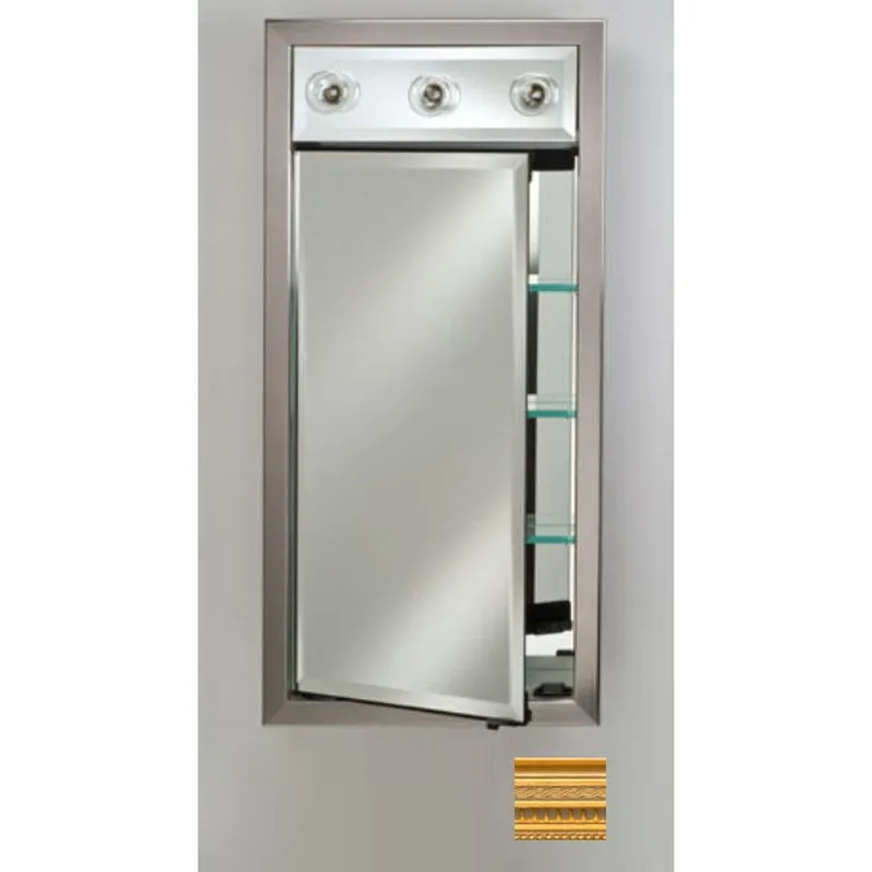 Free Delivery Afina Signature 17" x 40" Roman Antique Gold Recessed Right Hinged Single Door Medicine Cabinet With Contemporary Lights