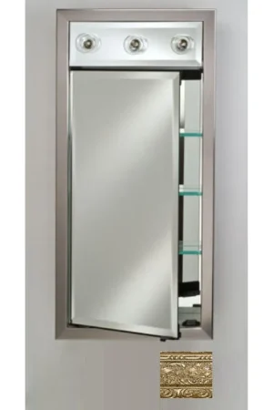 Affordable Afina Signature 17" x 40" Regal Antique Silver Recessed Left Hinged Single Door Medicine Cabinet With Contemporary Lights