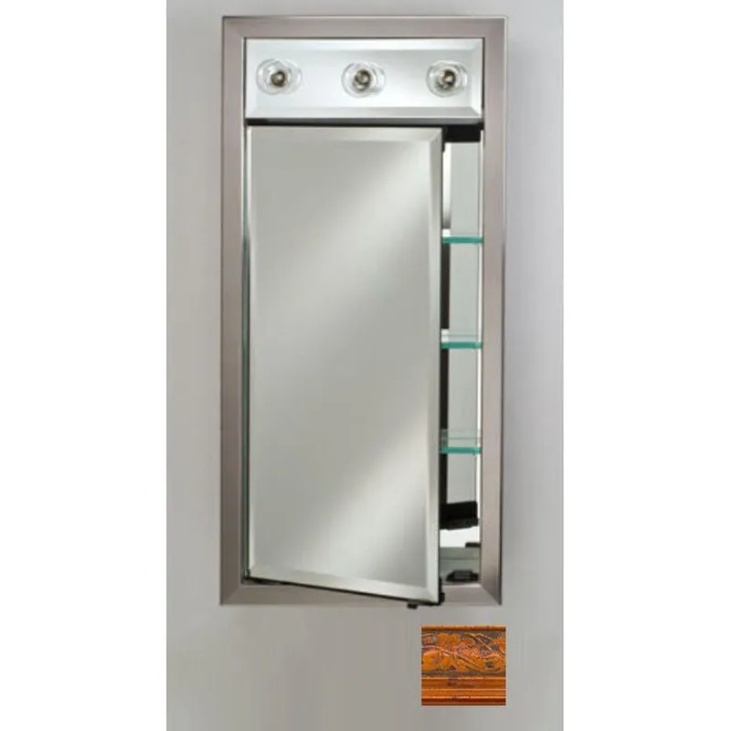Sale Afina Signature 17" x 40" Parliament Mahogany Recessed Left Hinged Single Door Medicine Cabinet With Contemporary Lights