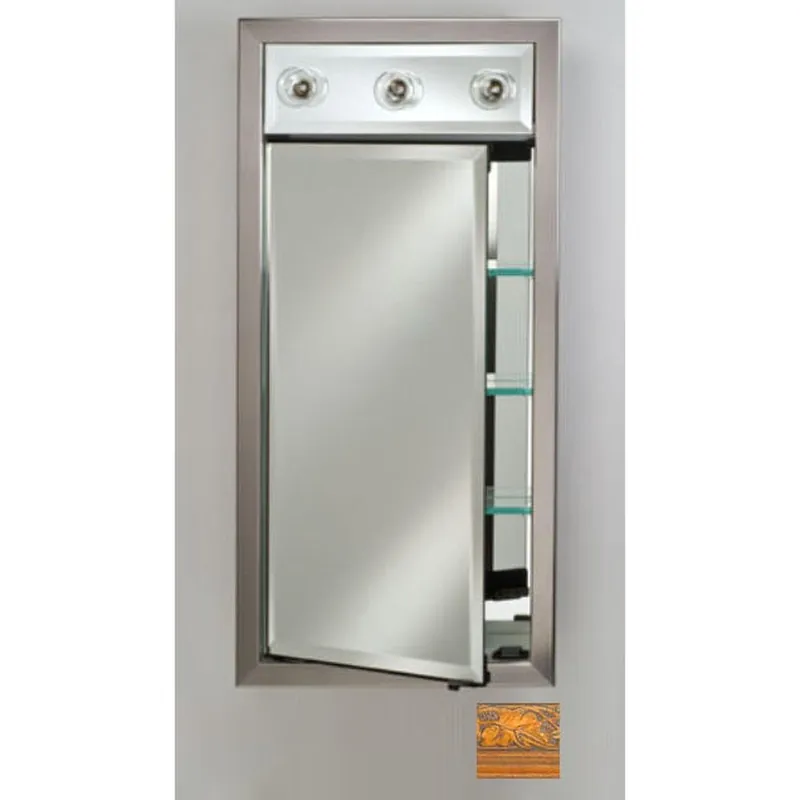 Limited Offer Afina Signature 17" x 40" Parliament Honey Recessed Right Hinged Single Door Medicine Cabinet With Contemporary Lights