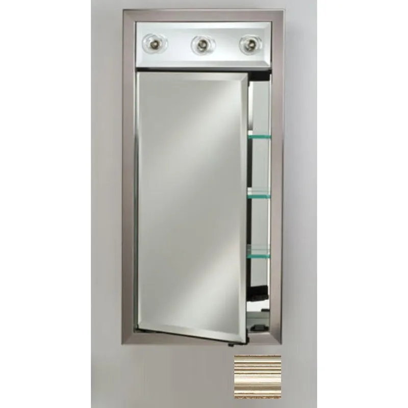 Afina Signature 17" x 40" Parisian Antique Silver Recessed Right Hinged Single Door Medicine Cabinet With Contemporary Lights Wholesale