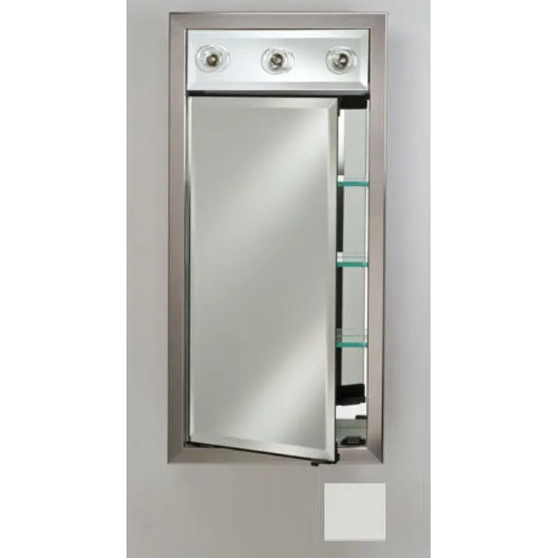 Afina Signature 17" x 40" Colorgrain White Recessed Right Hinged Single Door Medicine Cabinet With Contemporary Lights Trusted Brand