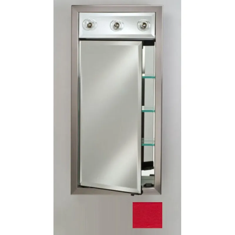 Afina Signature 17" x 40" Colorgrain Red Recessed Left Hinged Single Door Medicine Cabinet With Contemporary Lights Budget