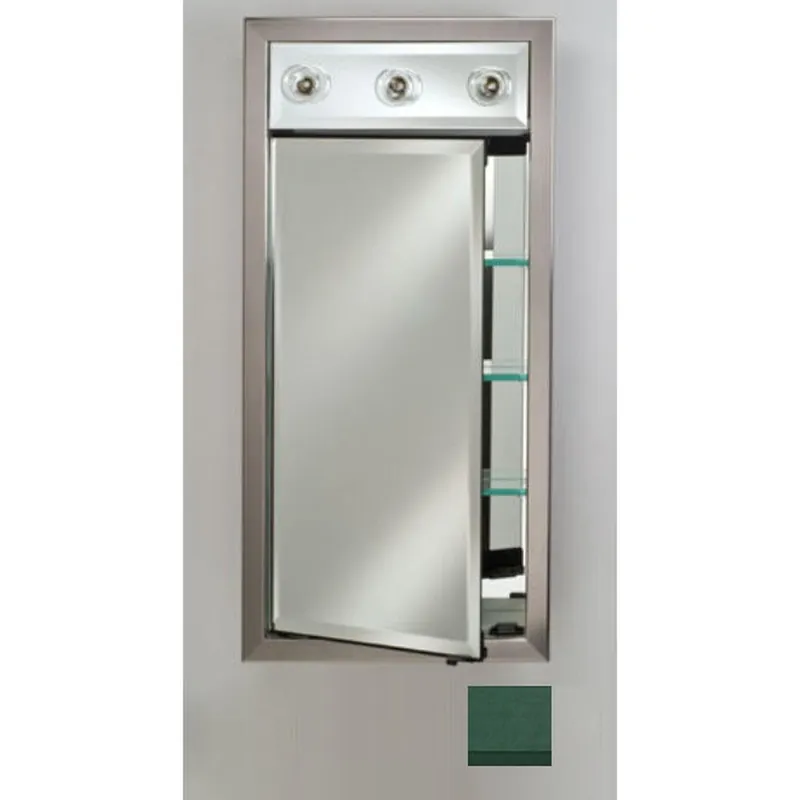 Secure Checkout Afina Signature 17" x 40" Colorgrain Green Recessed Left Hinged Single Door Medicine Cabinet With Contemporary Lights
