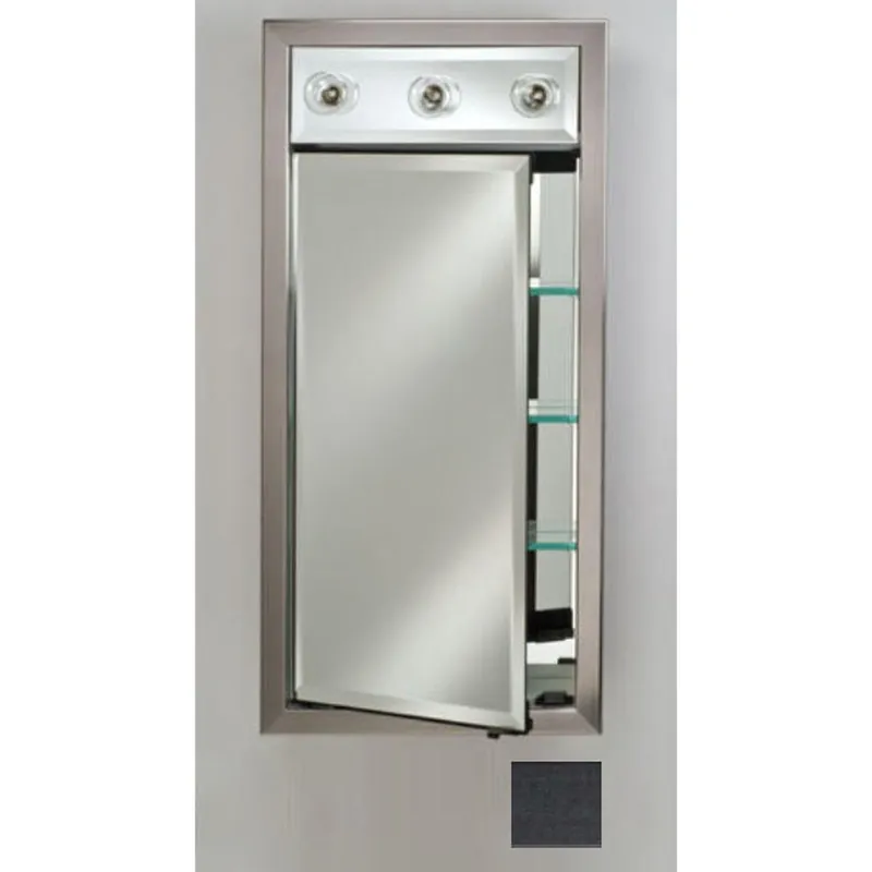 Brand New Afina Signature 17" x 40" Colorgrain Black Recessed Right Hinged Single Door Medicine Cabinet With Contemporary Lights
