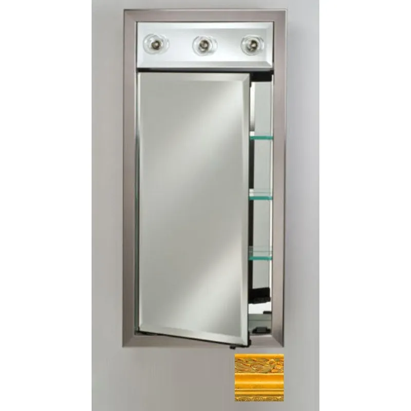 Exclusive Offer Afina Signature 17" x 40" Chateau Antique Gold Recessed Right Hinged Single Door Medicine Cabinet With Contemporary Lights