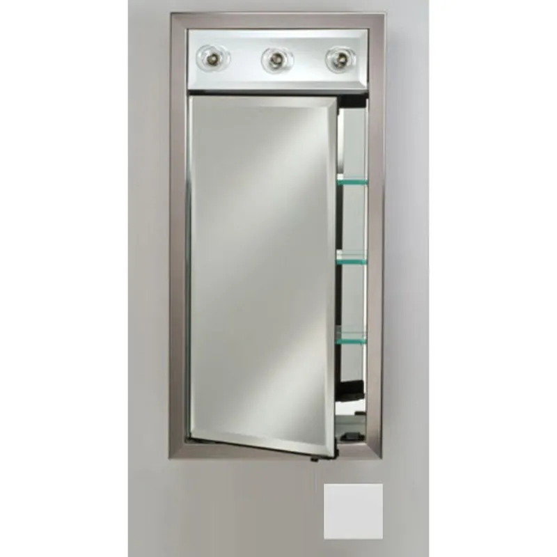 Editor’s Pick Afina Signature 17" x 40" Arlington White Recessed Right Hinged Single Door Medicine Cabinet With Contemporary Lights