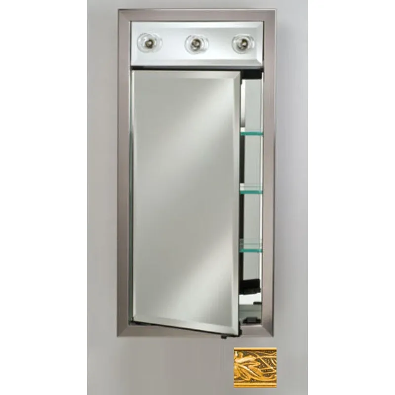 Afina Signature 17" x 40" Aristocrat Antique Gold Recessed Right Hinged Single Door Medicine Cabinet With Contemporary Lights Bulk Order