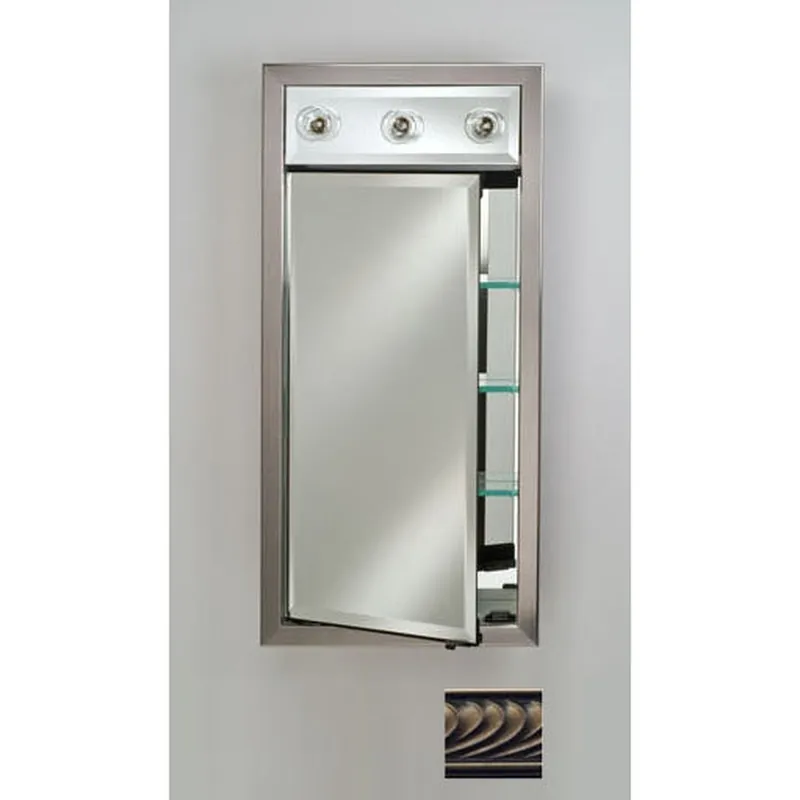 Holiday Sale Afina Signature 17" x 34" Versailles Antique Pewter Recessed Left Hinged Single Door Medicine Cabinet With Contemporary Lights