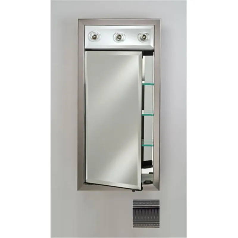 Afina Signature 17" x 34" Roman Antique Pewter Recessed Right Hinged Single Door Medicine Cabinet With Contemporary Lights Fresh Stock