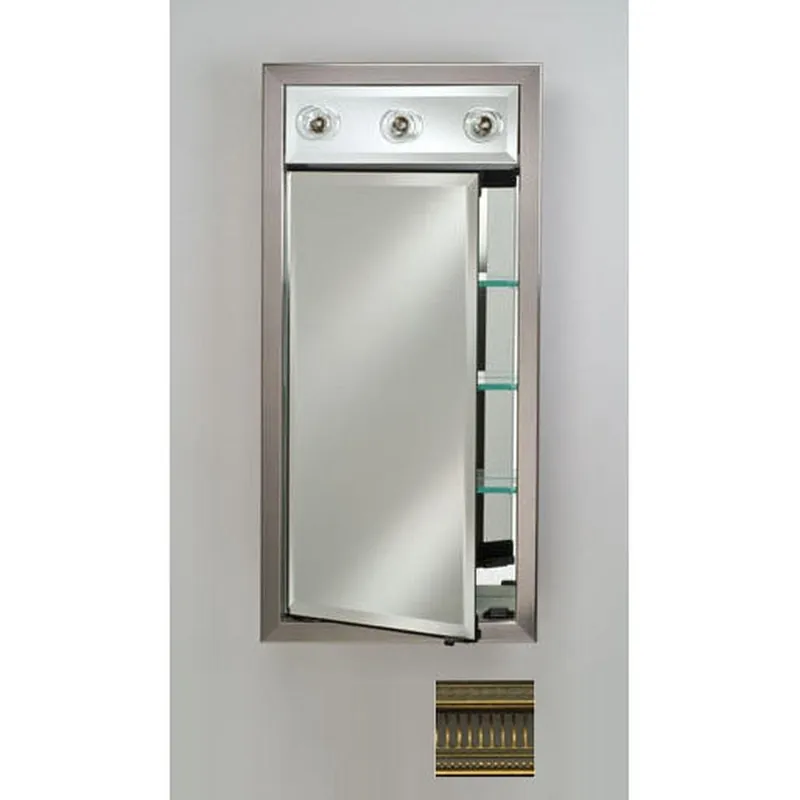 Afina Signature 17" x 34" Roman Antique Gold Recessed Left Hinged Single Door Medicine Cabinet With Contemporary Lights Special Discount