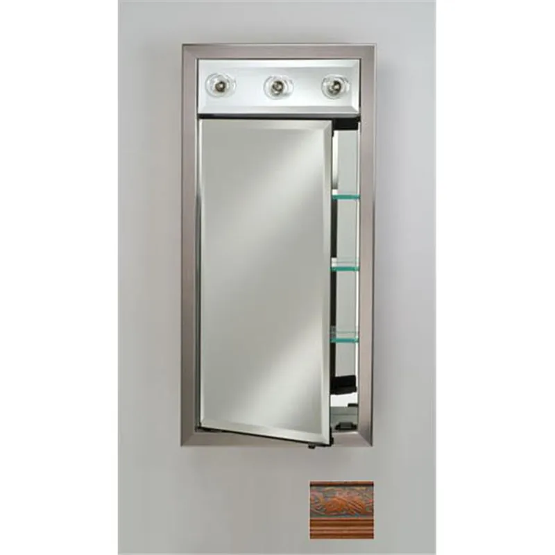 Budget Afina Signature 17" x 34" Parliament Mahogany Recessed Left Hinged Single Door Medicine Cabinet With Contemporary Lights