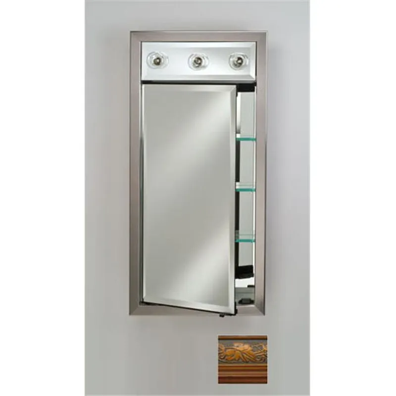 Big Sale Afina Signature 17" x 34" Parliament Honey Recessed Left Hinged Single Door Medicine Cabinet With Contemporary Lights