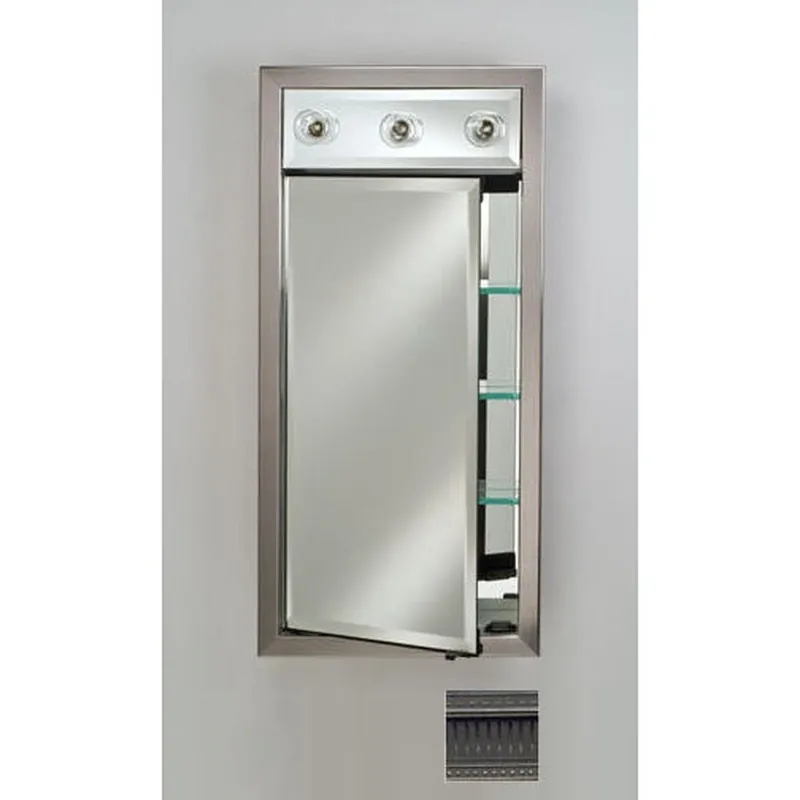 Price Drop Afina Signature 17" x 30" Roman Antique Pewter Recessed Right Hinged Single Door Medicine Cabinet With Contemporary Lights