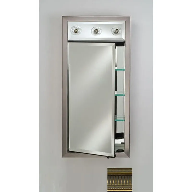 One Day Deal Afina Signature 17" x 30" Roman Antique Gold Recessed Right Hinged Single Door Medicine Cabinet With Contemporary Lights